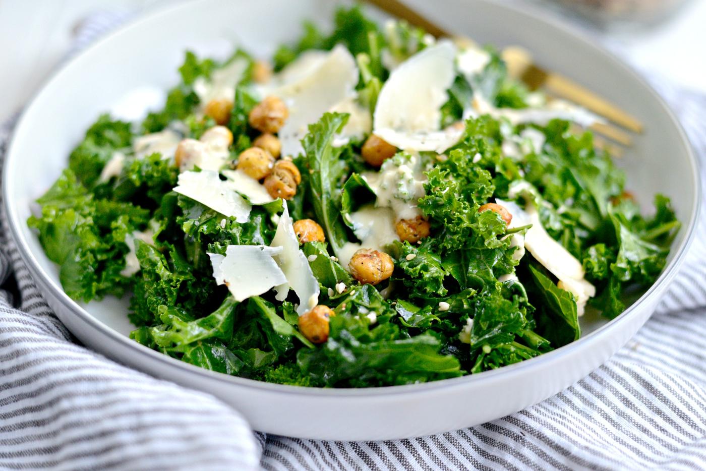Dressing: Healthy Kale Caesar Salad with Tahini Caesar