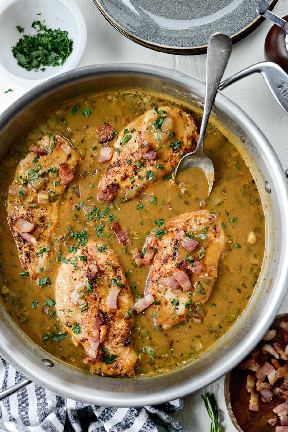 Herby Apple Cider Bacon Chicken at Home
