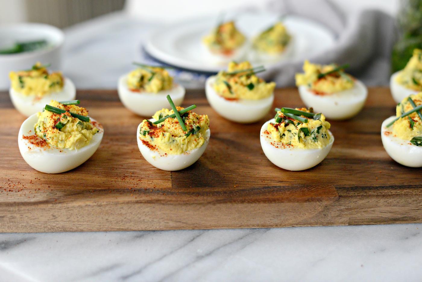 Home Kitchen Herbed Goat Cheese Deviled Eggs