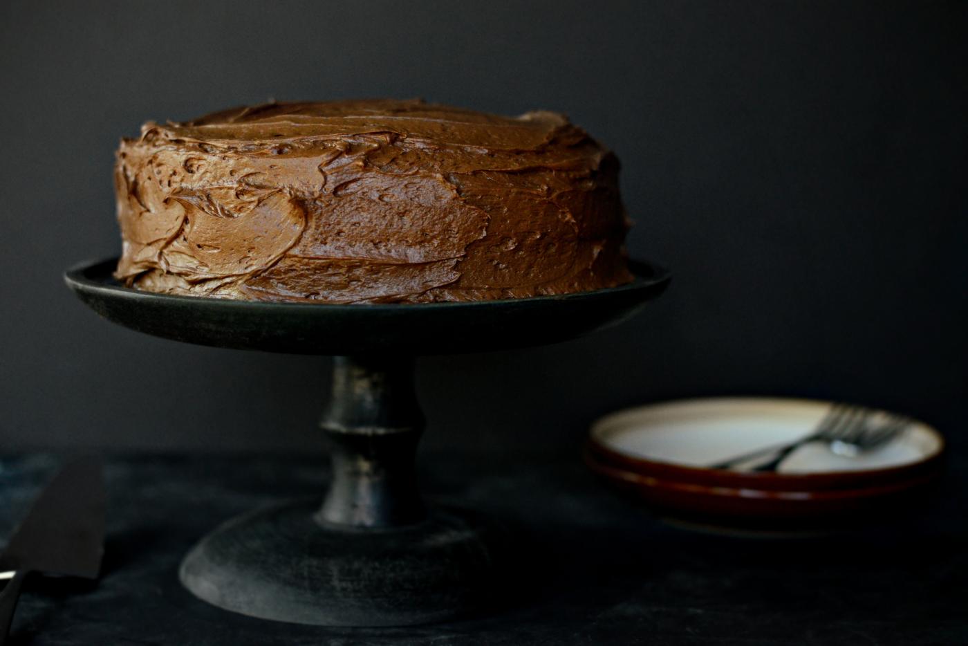 Kitchen-made Yellow Cake + Whipped Chocolate Frosting at Home