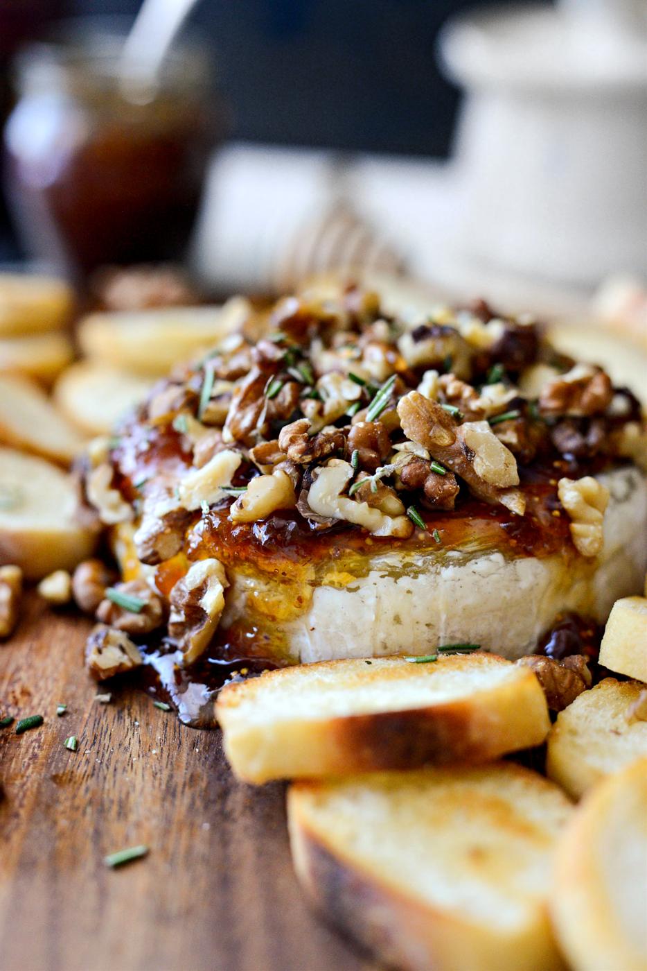 Baked Brie with Fig Jam and Walnuts, Honey Style
