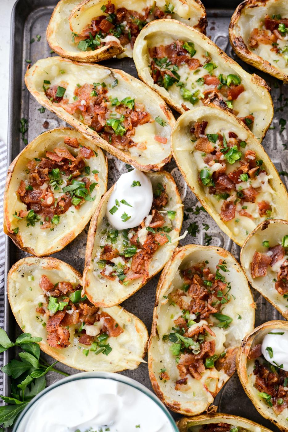 Home Kitchen Irish Cheddar Bacon Jalapeño Potato Skins
