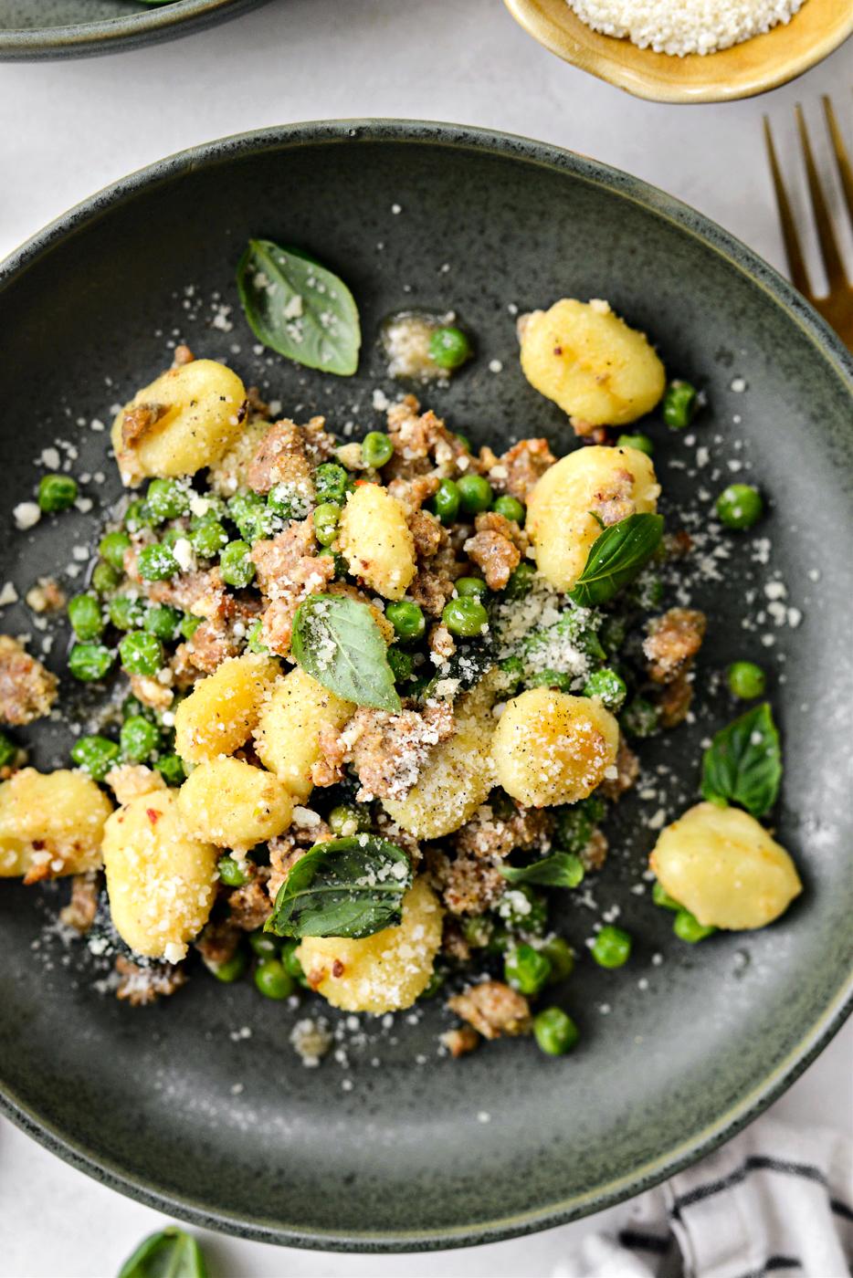 Sweet Pea Gnocchi and Italian Sausage