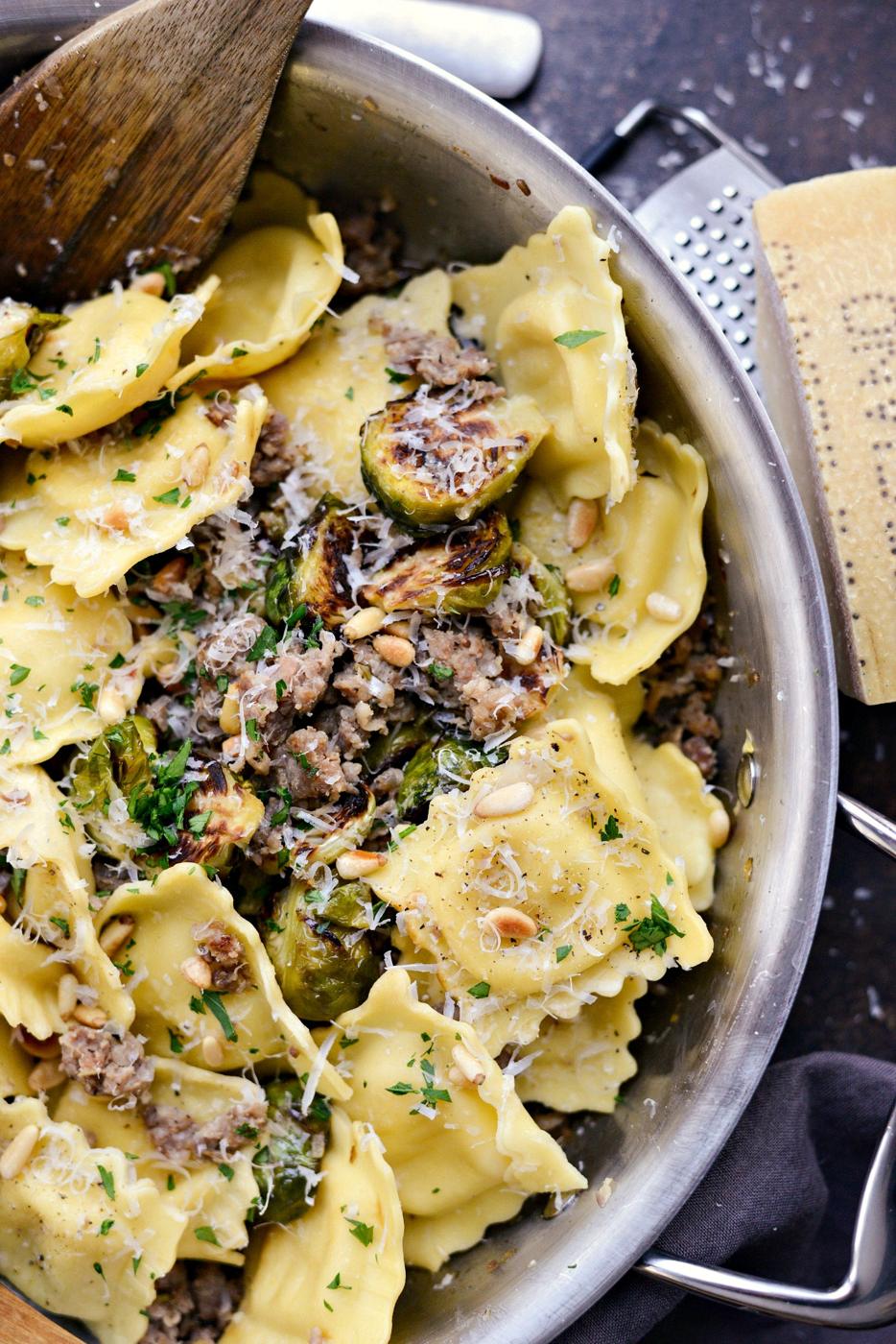 Italian Sausage Brussels Sprout Ravioli at Home