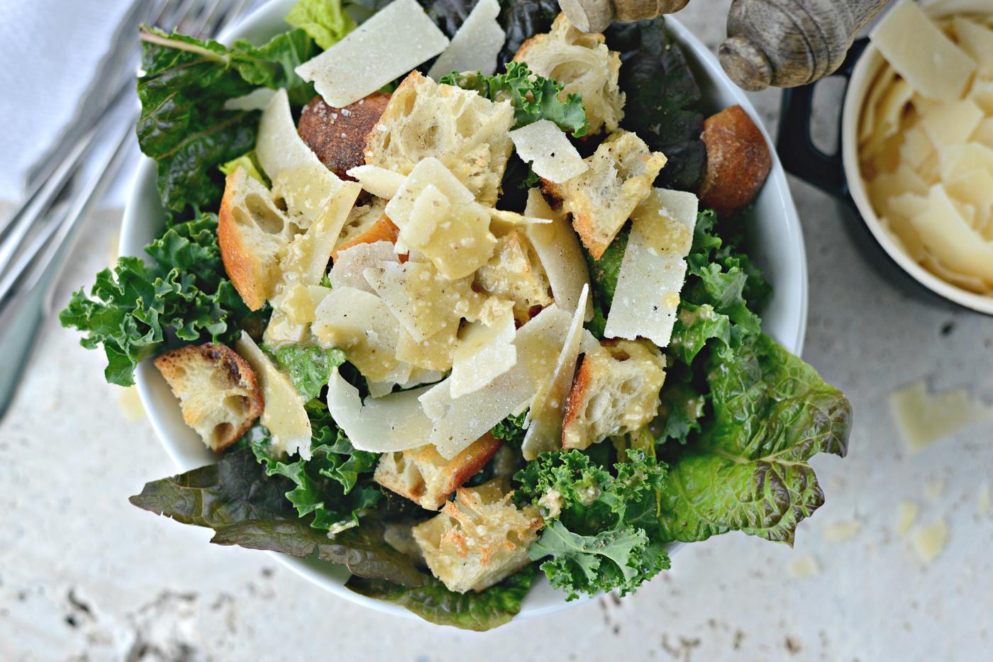 Caesar Salad + Light Caesar Vinaigrette, Kale Style
