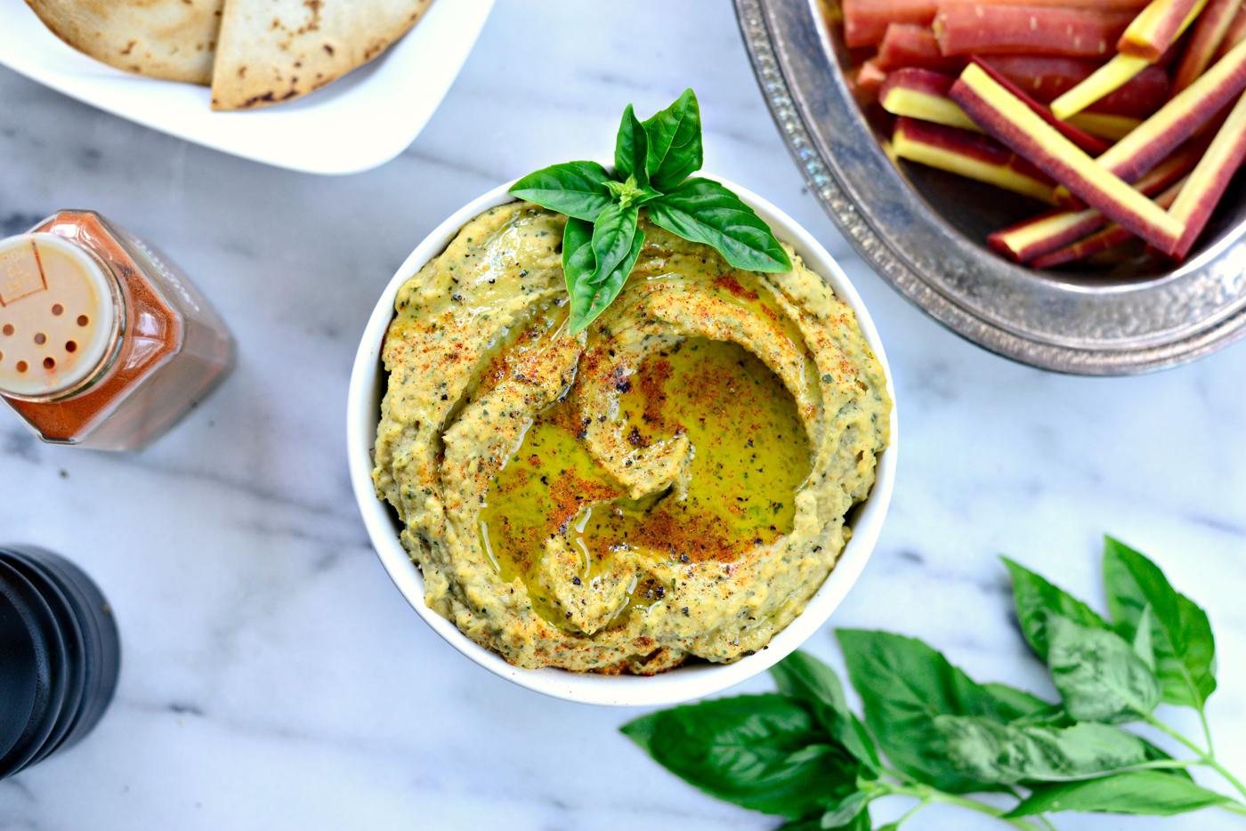 Basil Hummus, Lemon Style