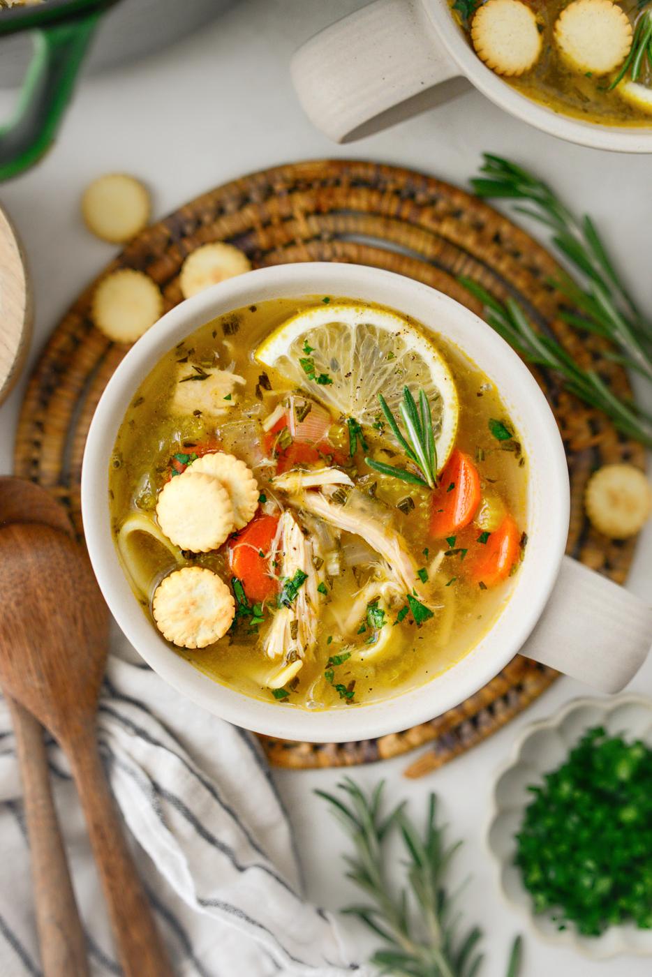 Rosemary Chicken Noodle Soup, Lemon Style
