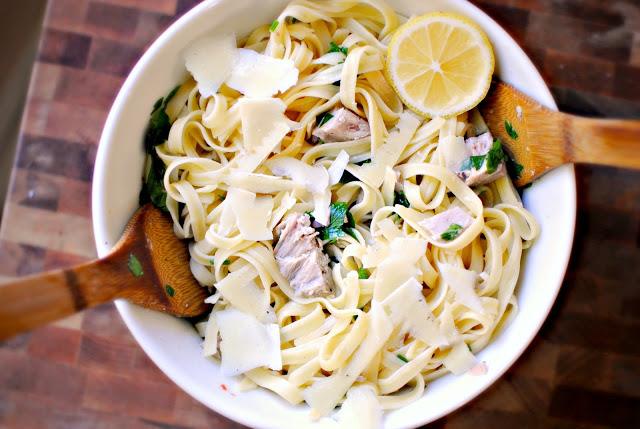 Ahi Tuna and Olive Oil Pasta, Lemony Style