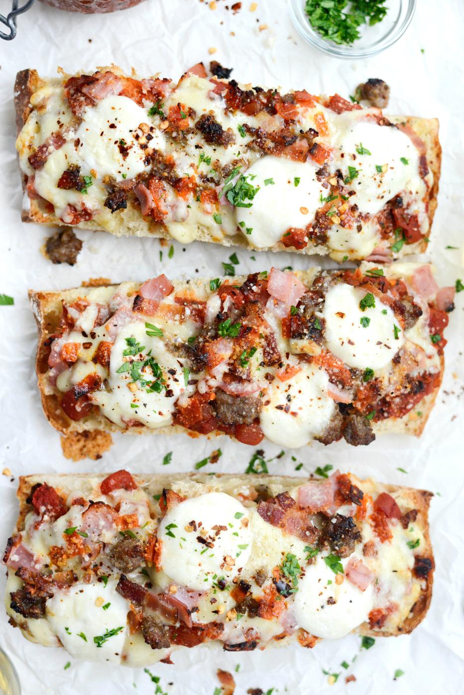 Home Kitchen Meat Lovers Ciabatta Pizzas with Mozz Bombs