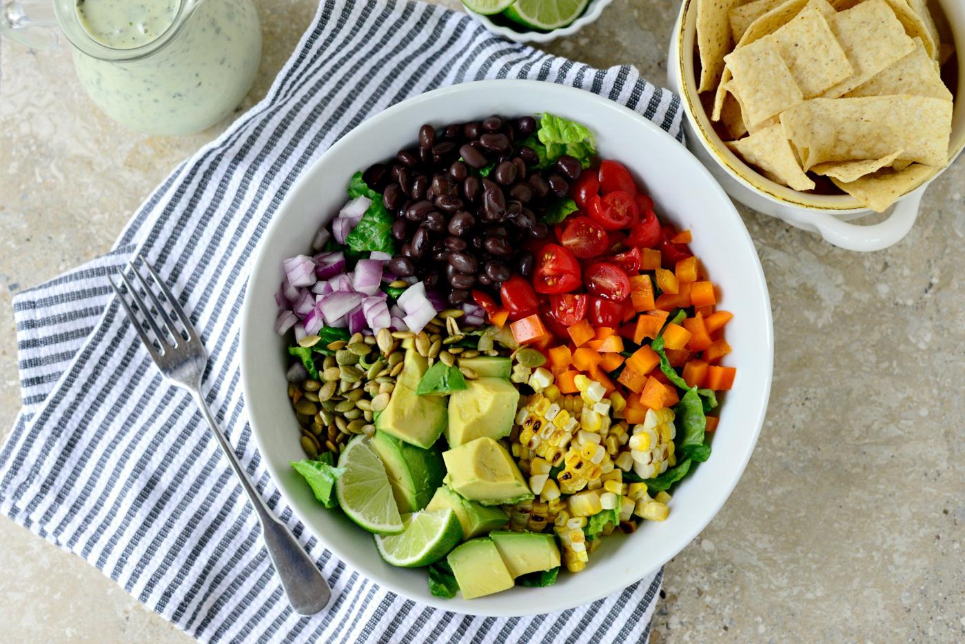 Mexicali Chopped Salad with Creamy Cilantro Lime Dressing at Home