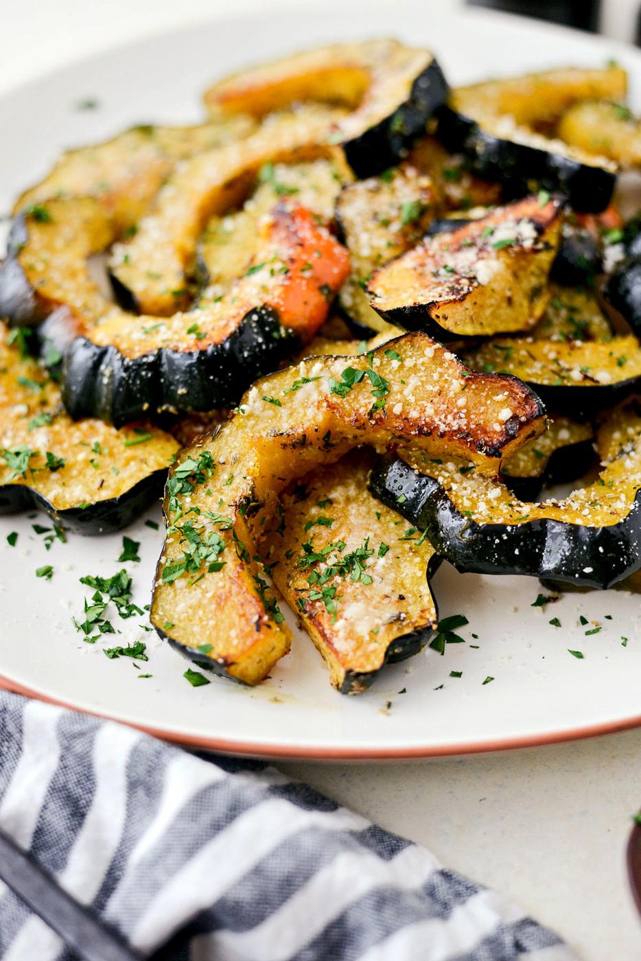 Herb Roasted Acorn Squash, Parmesan Style