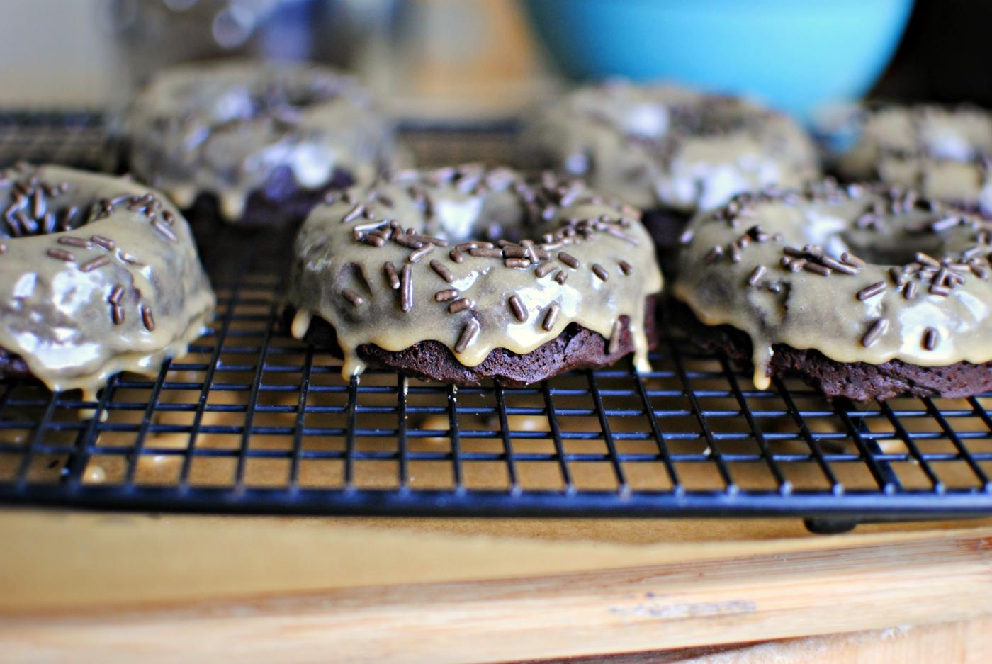 Home Kitchen Peanut Butter Glazed Brownie Doughnuts