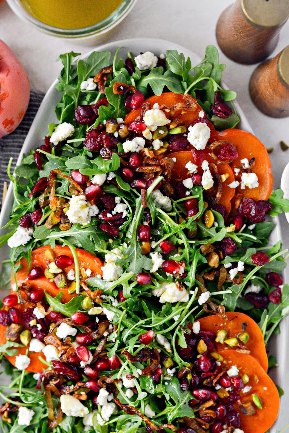 Pomegranate Arugula Salad and Persimmon