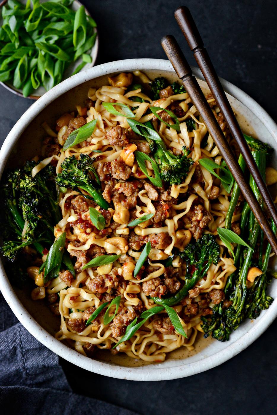 Crispy Pork Dragon Noodles with Broccolini at Home