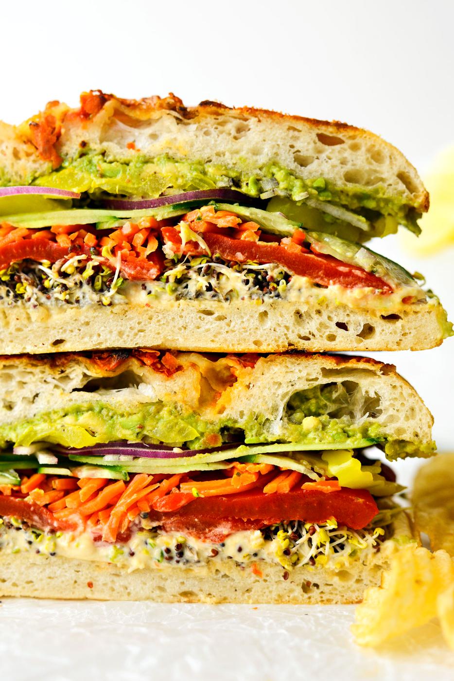 Rainbow Veggie Sandwich at Home