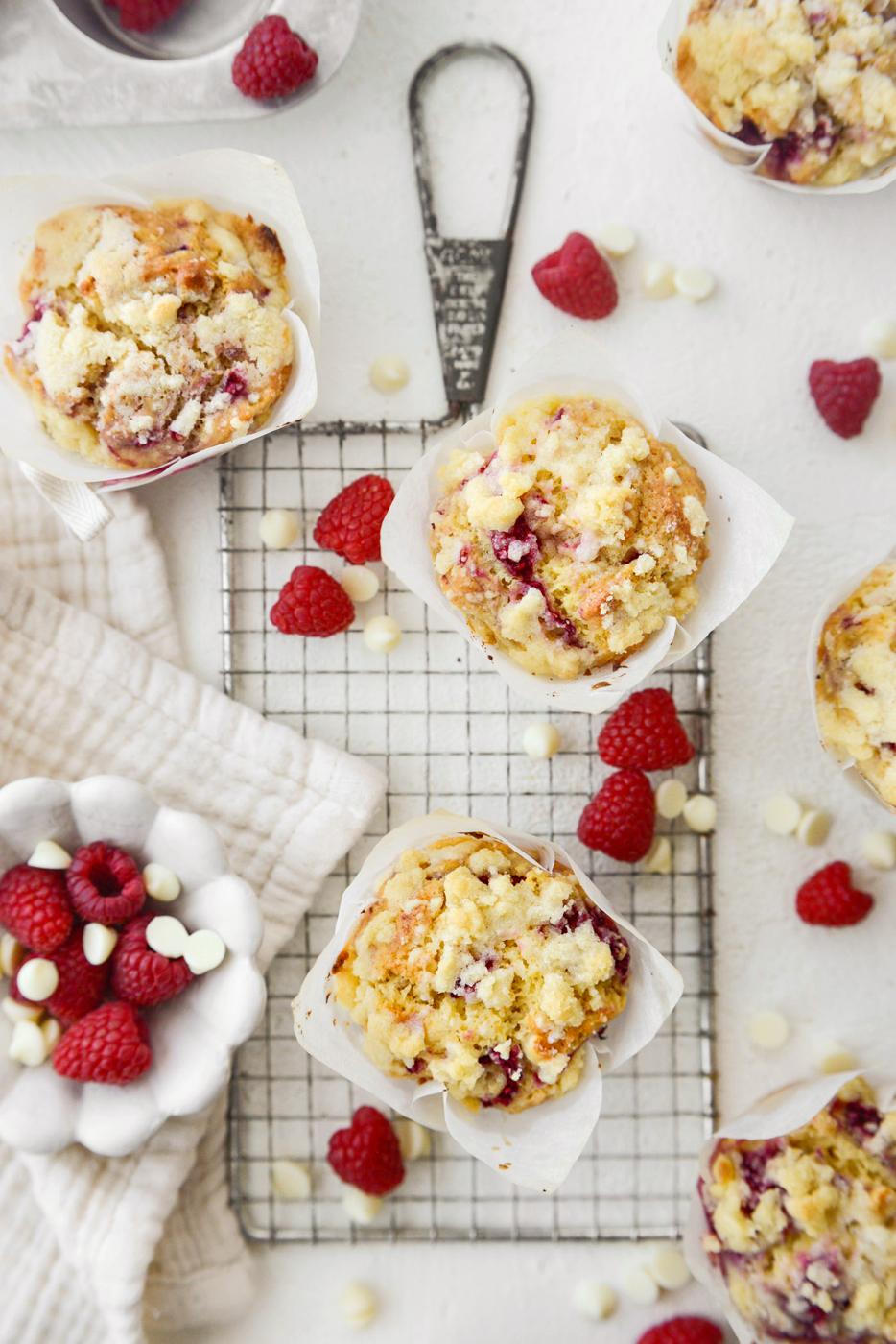 Raspberry White Chocolate Streusel Muffins at Home