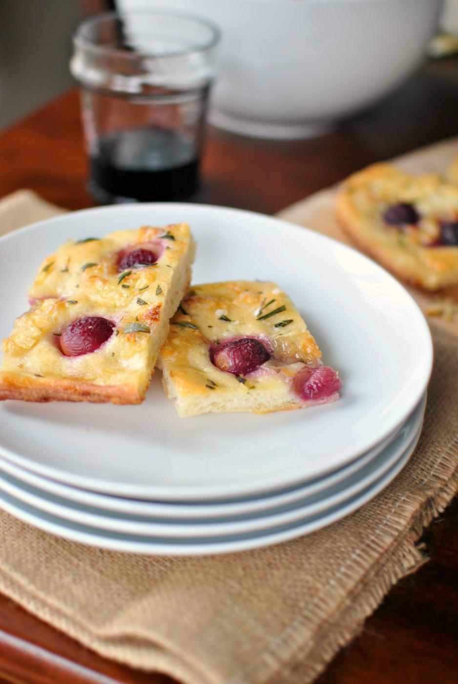 Roasted Red Grape, Brie and Rosemary Flatbread at Home