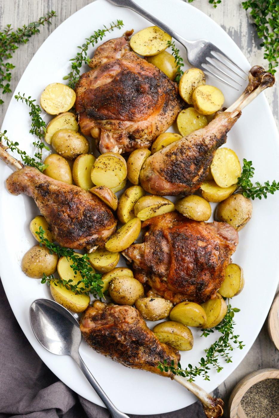 Potatoes Sheet Pan Roasted Turkey Thighs and Drumsticks