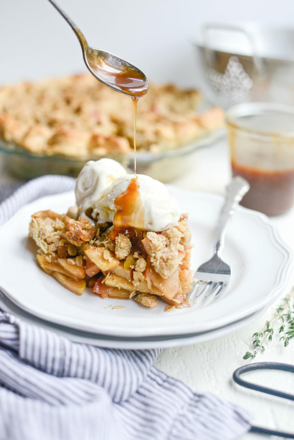 Sugar Apple Pie with Oatmeal Thyme Crumble, Brown Style