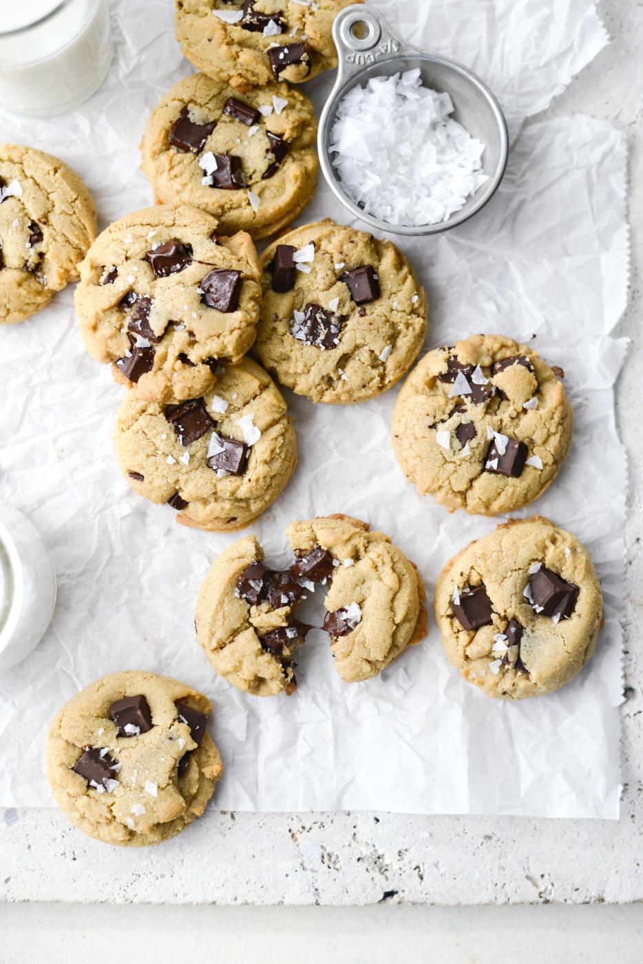 Dark Chocolate Chunk Tahini Cookies, Salted Style