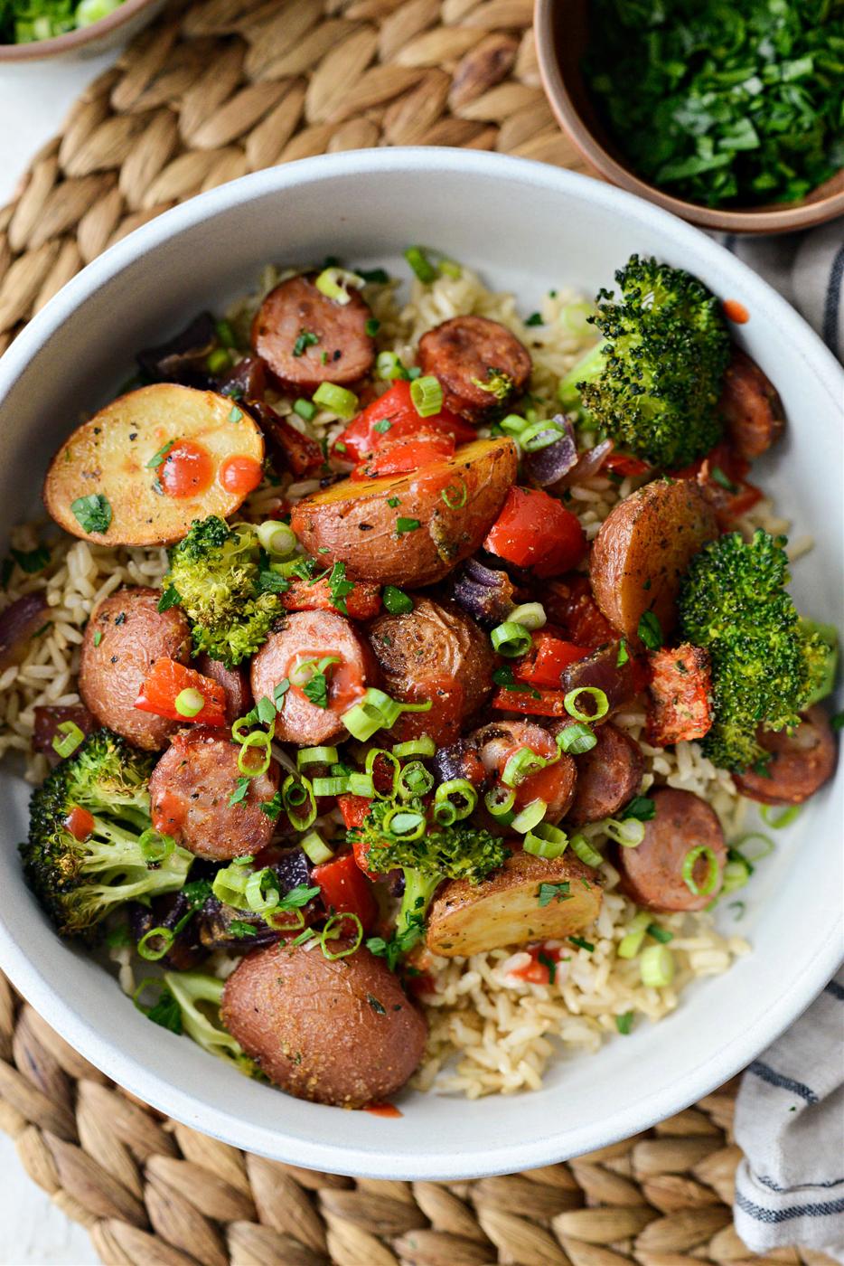 Vegetables and Sheet Pan Andouille Sausage