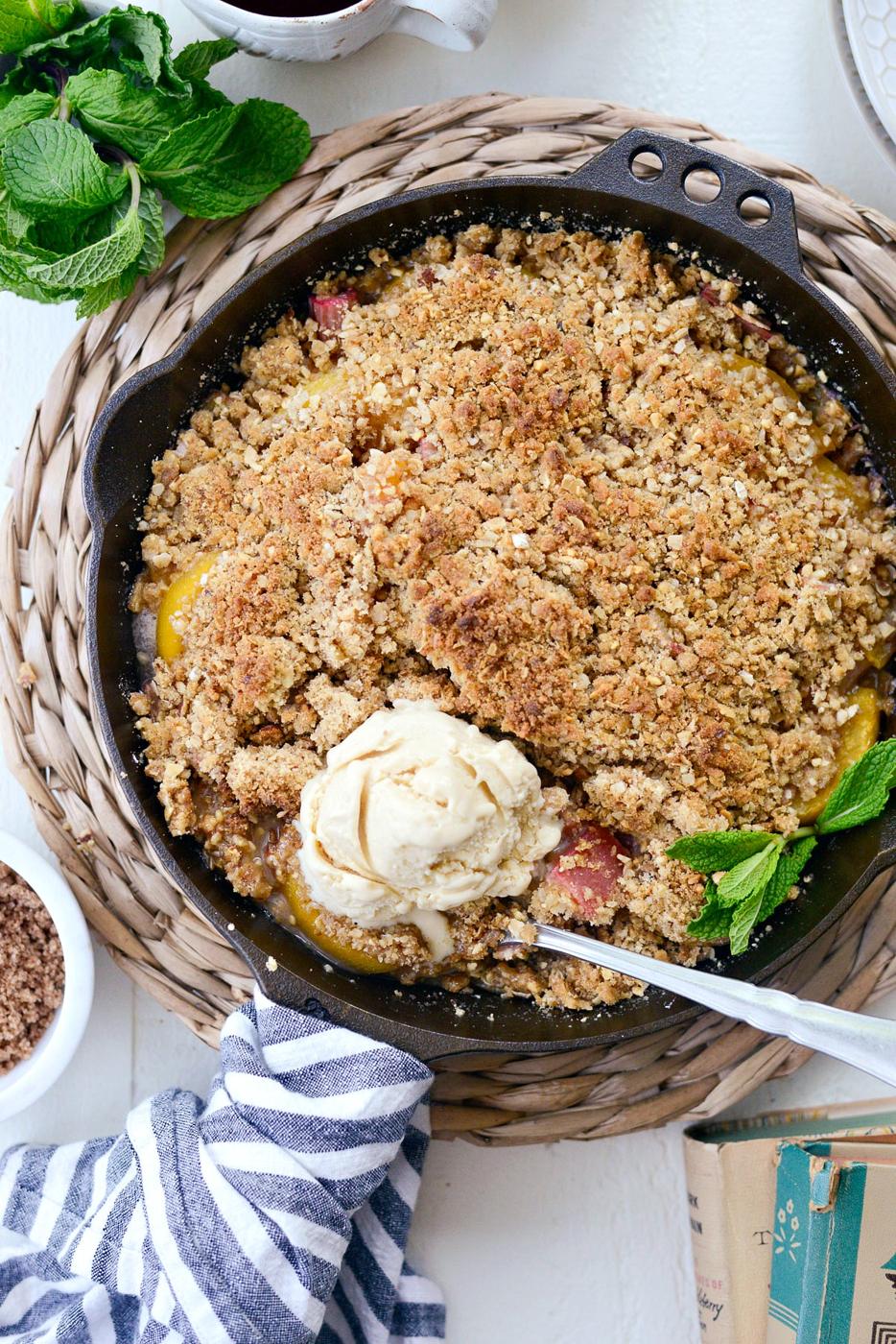 Skillet Peach Rhubarb Crisp at Home
