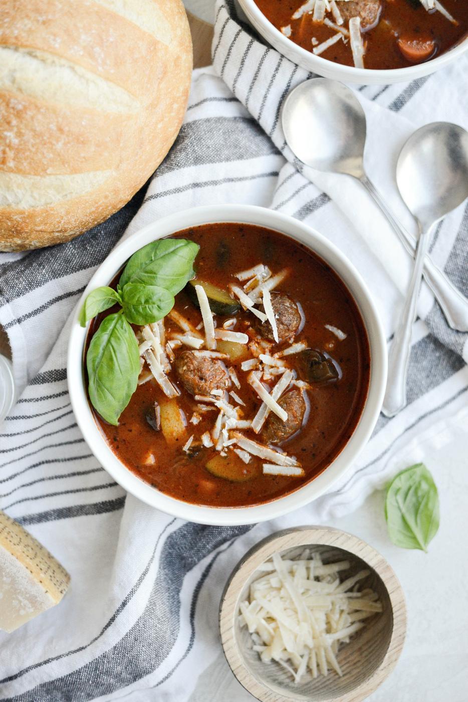 Home Kitchen Slow Cooker Italian Meatball Vegetable Soup (Freezer Meal Kit)
