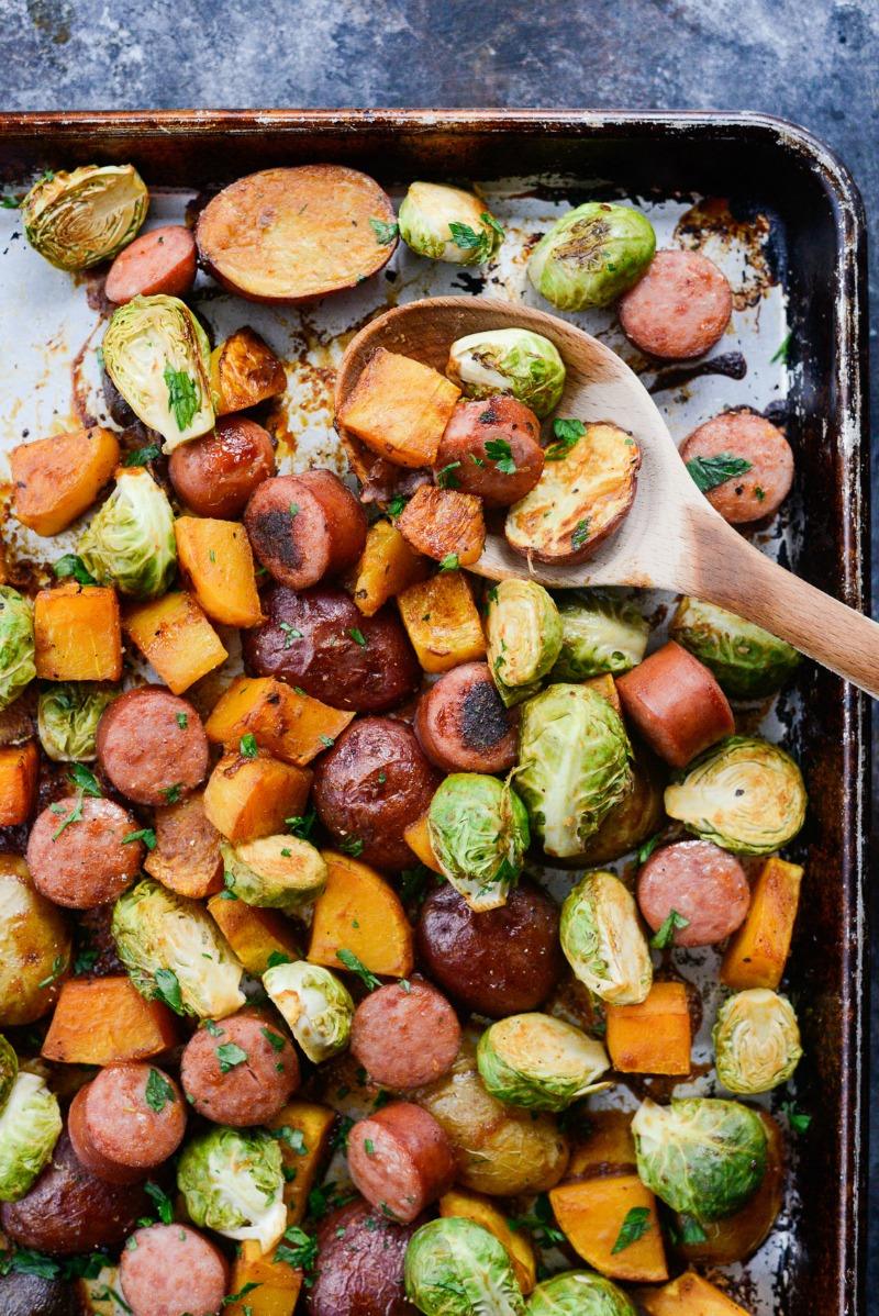 Home Kitchen Smoked Sausage and Vegetable Sheet Pan Dinner