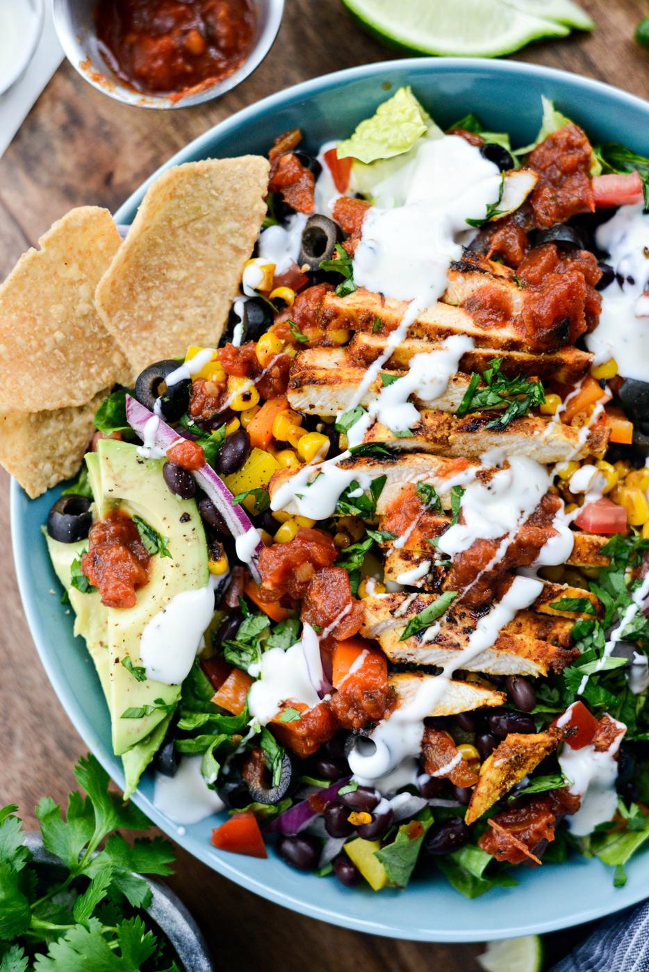 Southwest Chicken Salsa Ranch Taco Salad at Home