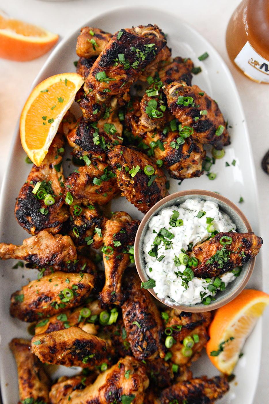 Home Kitchen Spicy Citrus Wings with Cilantro Scallion Dip