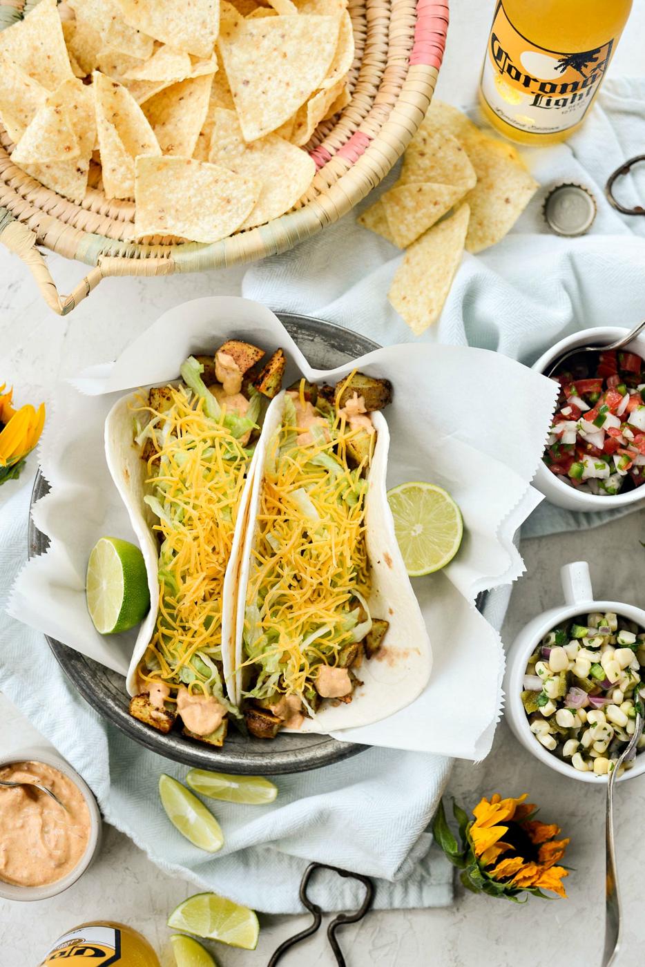 Home Kitchen Spicy Potato Soft Tacos with Chipotle Southwest Sauce