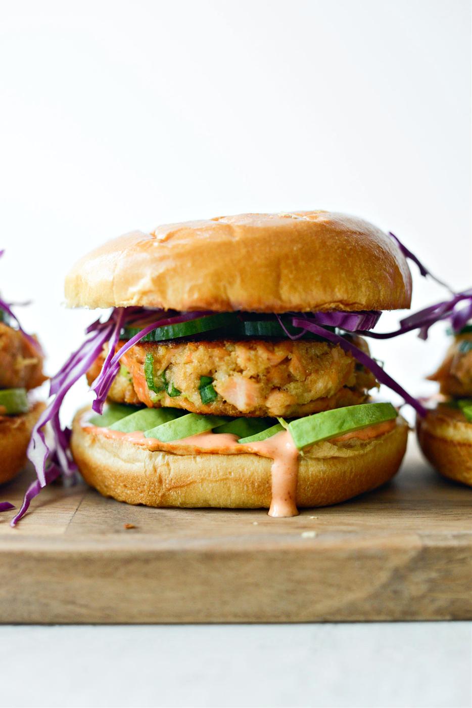 Home Kitchen Spicy Salmon Burgers