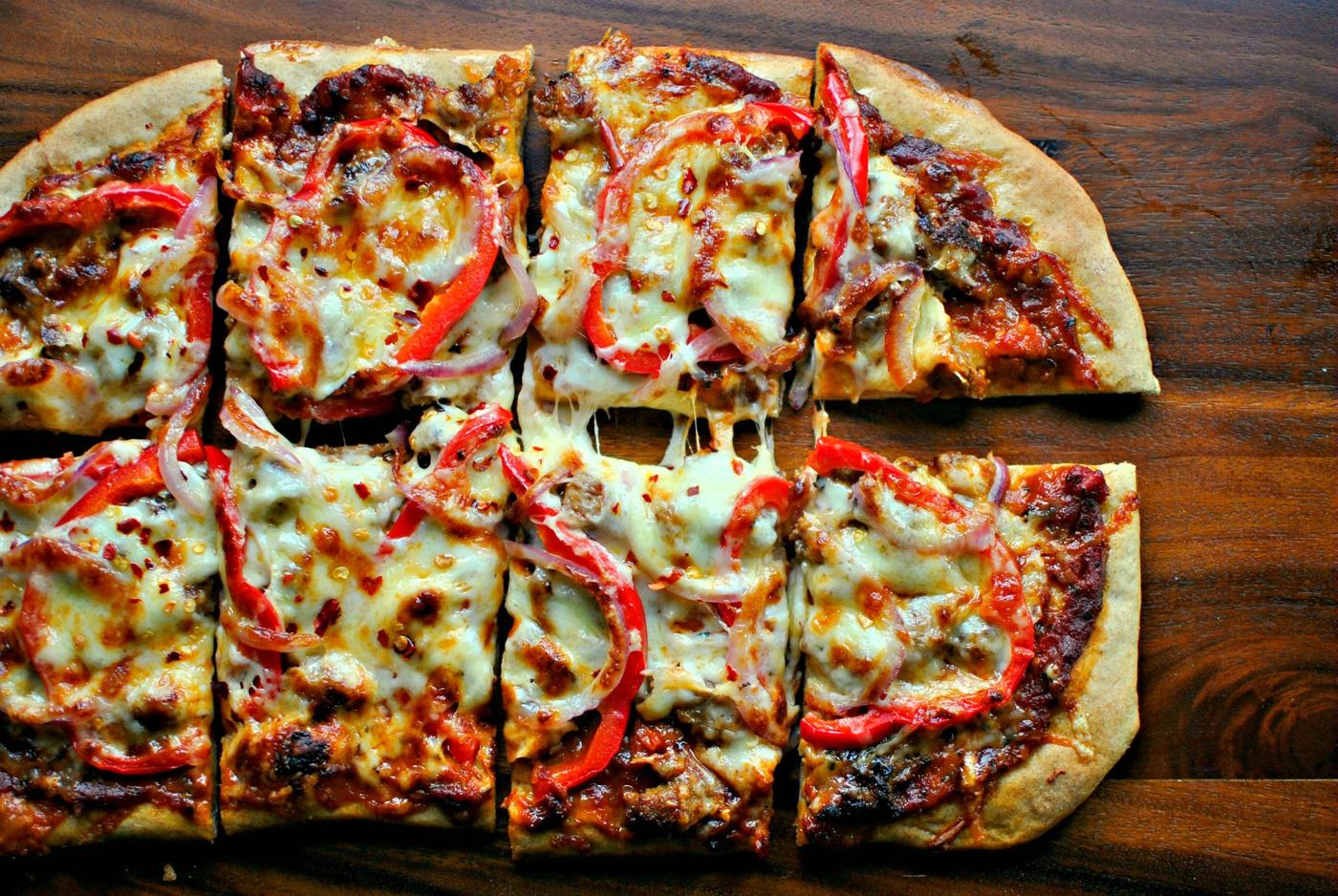 Pizza: Three Cheese Italian Sausage and Red Pepper