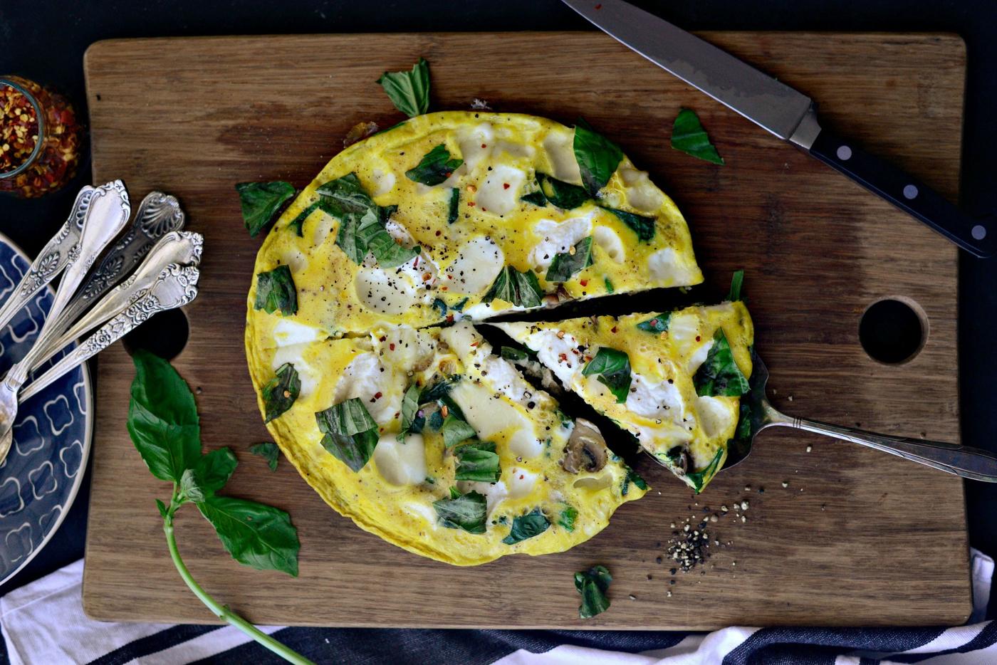 Mushroom Ricotta Frittata, Spinach Style