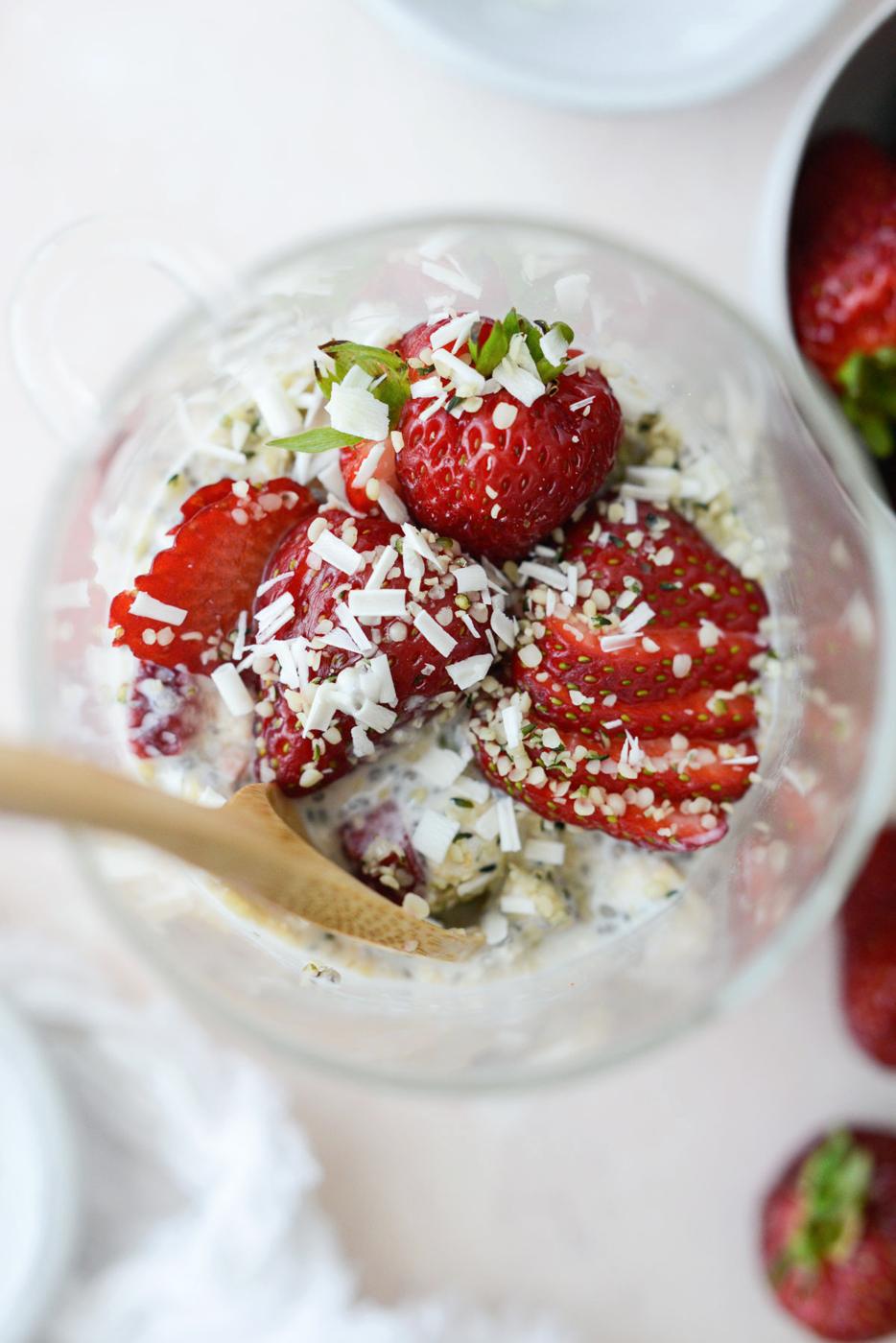 Strawberries and Cream Overnight Oats at Home