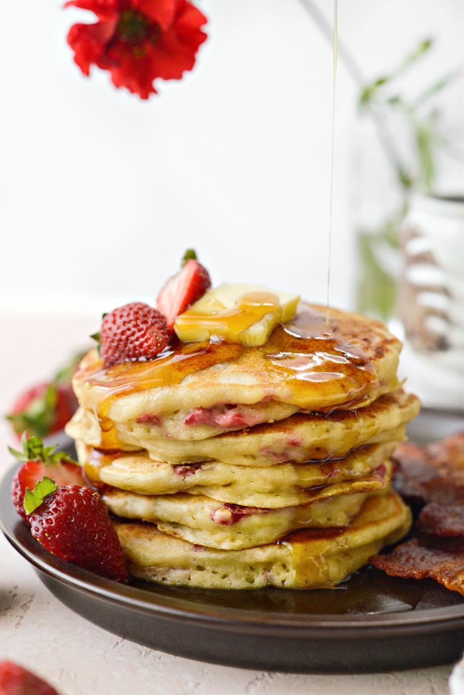 Strawberry Buttermilk Pancakes at Home