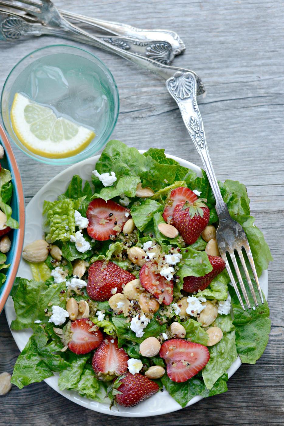 Strawberry Goat Cheese Salad with Crispy Fried Quinoa at Home
