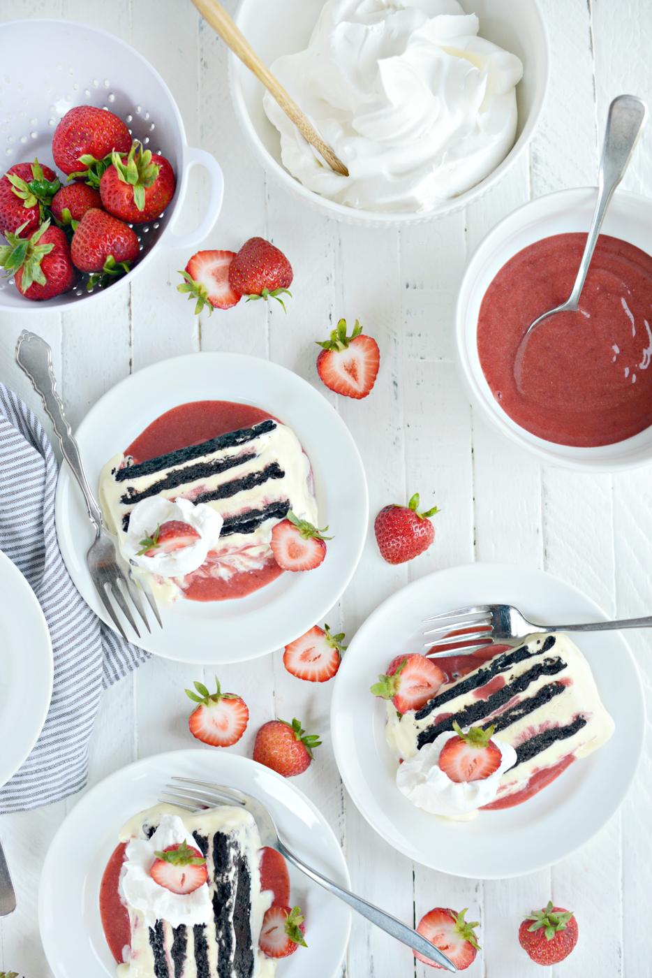 Home Kitchen Strawberry Swirl Mascarpone Ice Cream Cookie Cake
