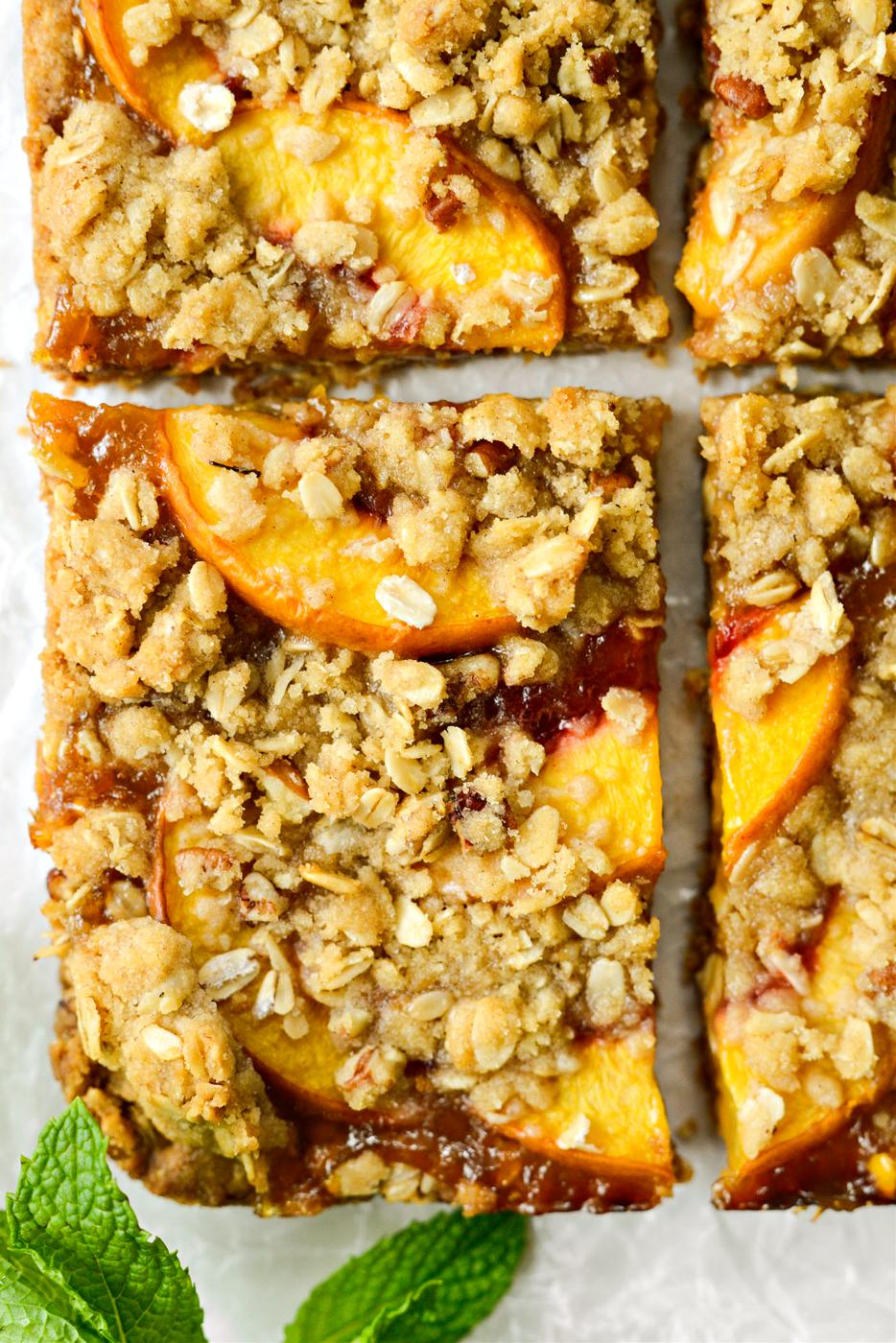Home Kitchen Summer Peach Streusel Bars