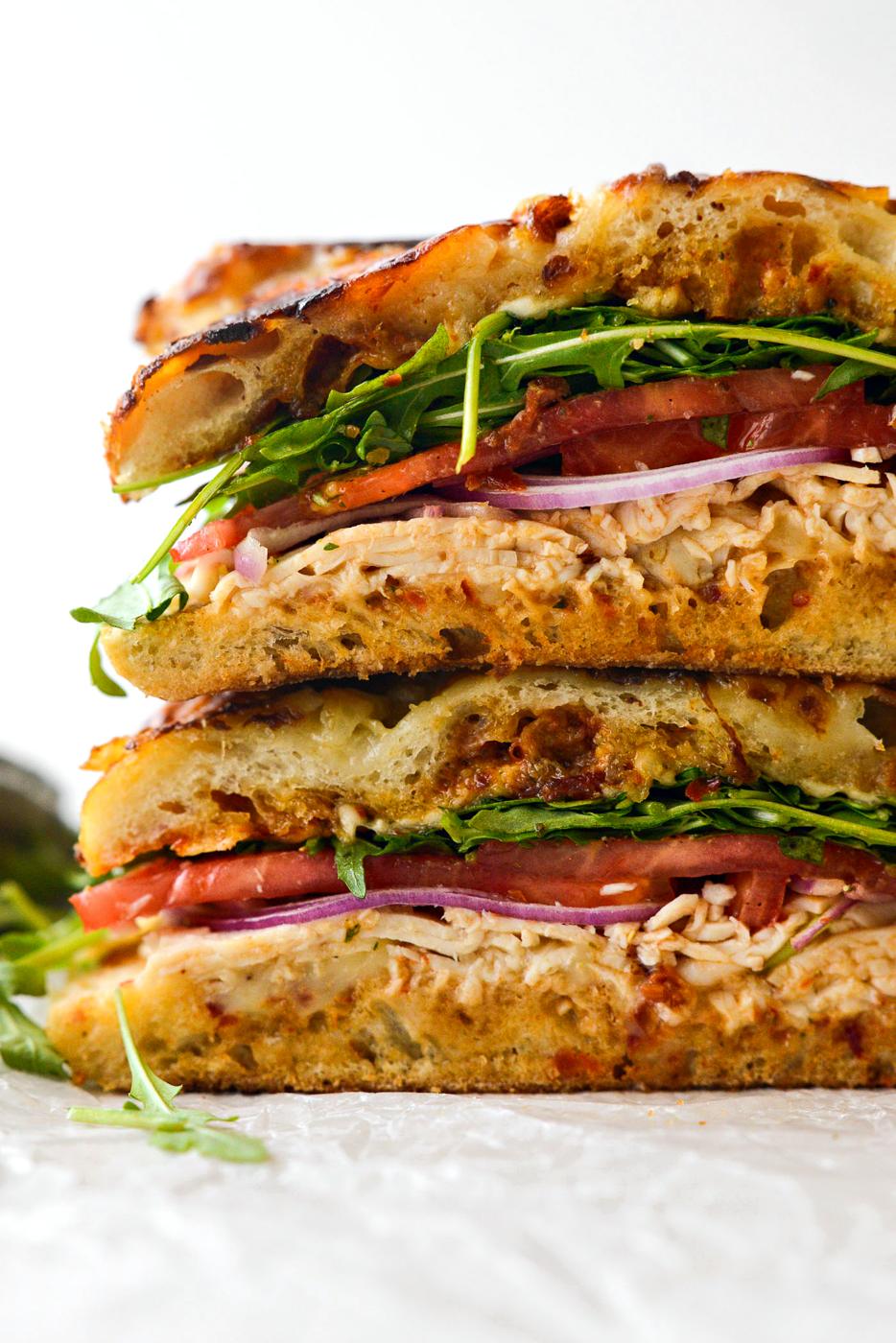 Home Kitchen Sun-dried Tomato Pesto Chicken Focaccia Sandwich