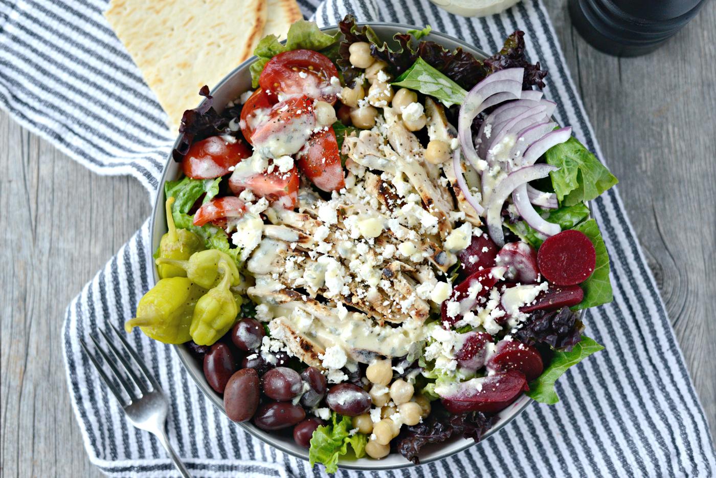 Home Kitchen The Go-to Grilled Chicken Greek Salad with Creamy Greek Dressing