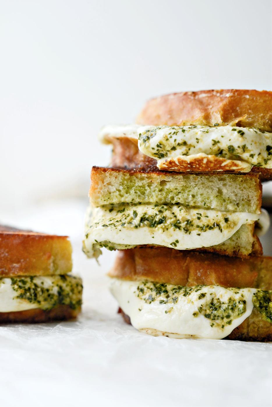 Pesto and Mozzarella Grilled Cheese Sandwich at Home