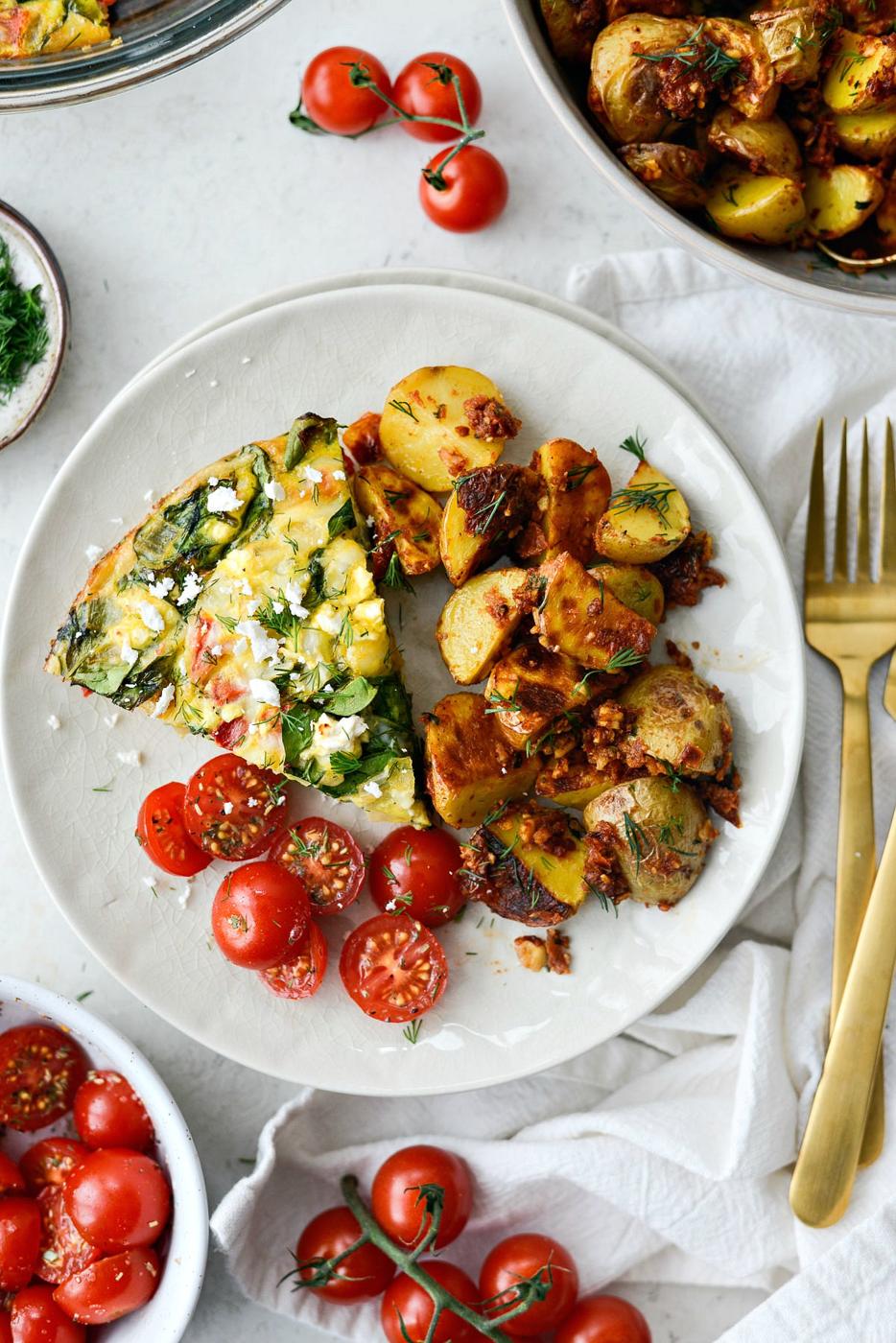 Tomato Spinach and Feta Crustless Quiche at Home