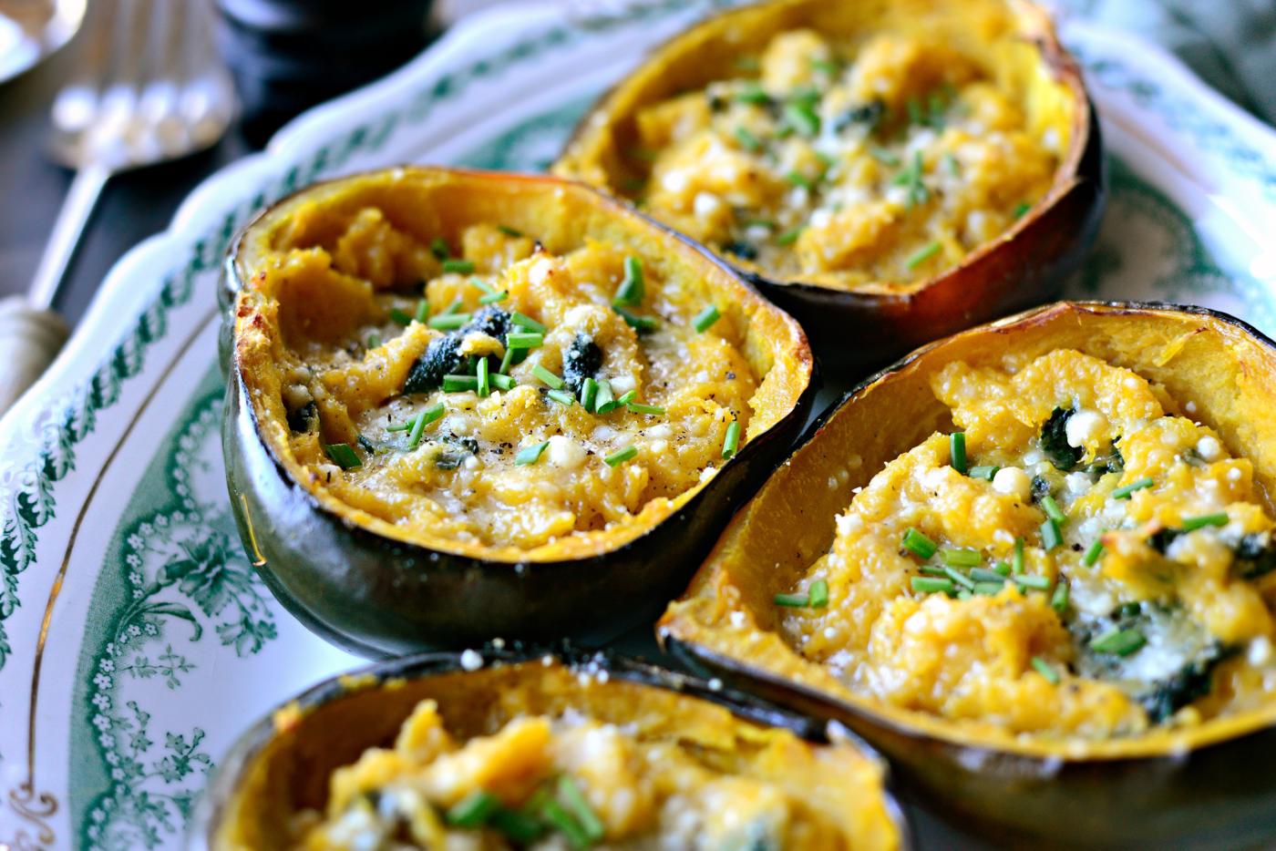 Twice-Baked Spinach Parmesan Acorn Squash at Home