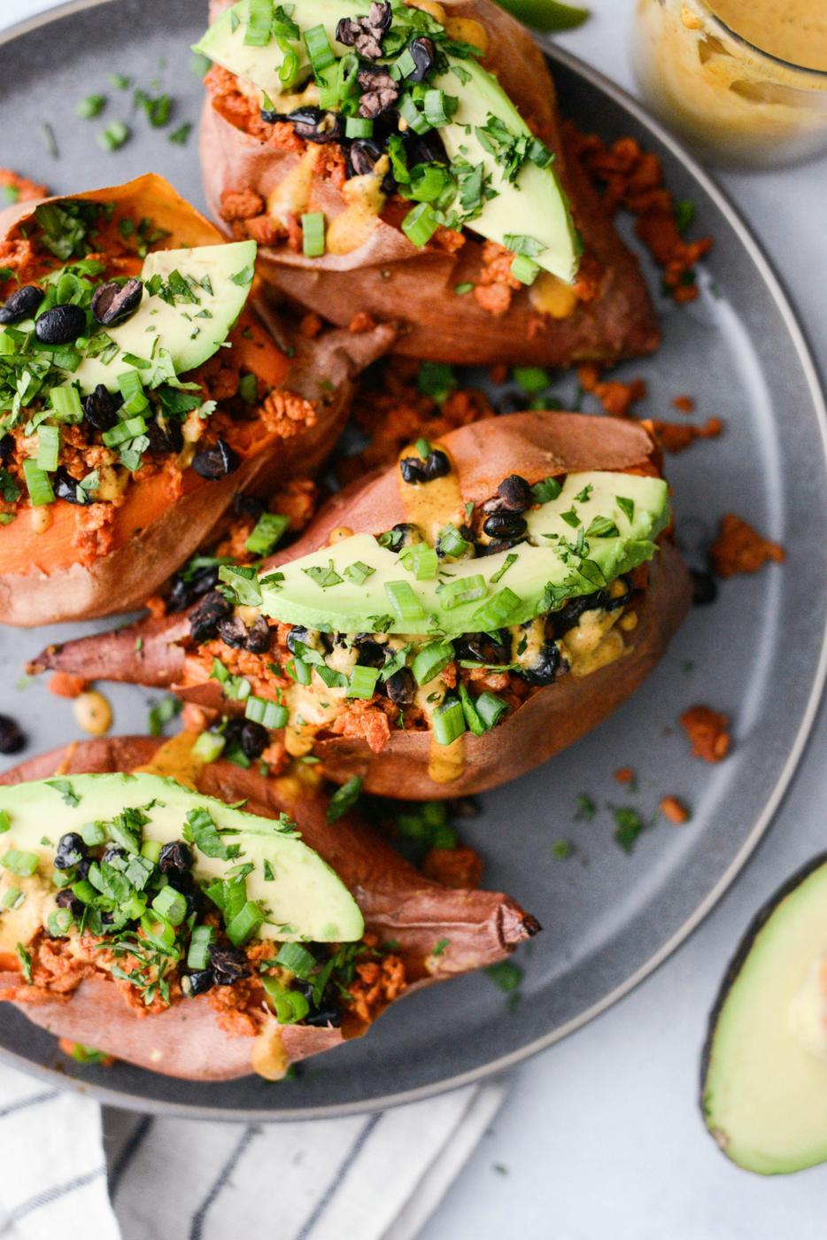 Vegetarian Chorizo Stuffed Sweet Potatoes at Home