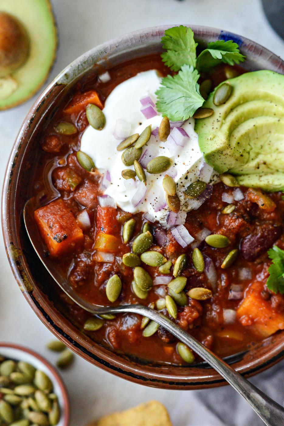 Home Kitchen Vegetarian Pumpkin Chili