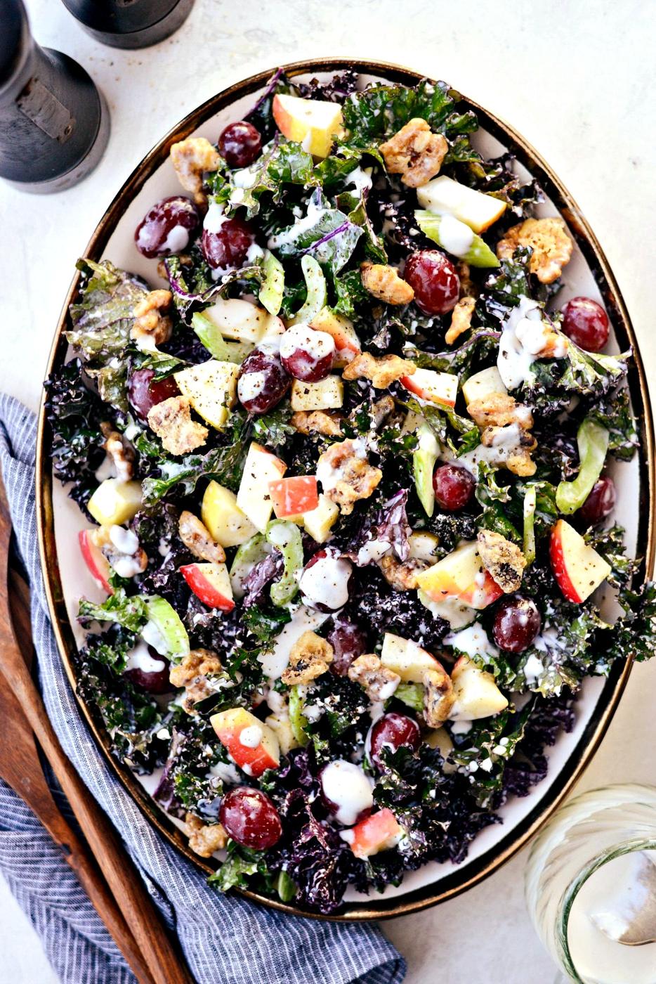 Waldorf Salad with Kale and Candied Walnuts at Home