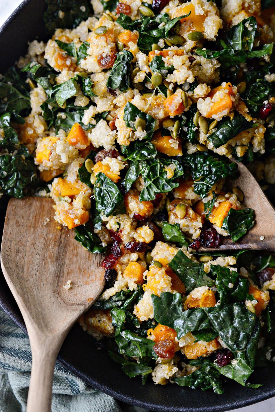 Home Kitchen Warm Butternut Kale Quinoa Salad