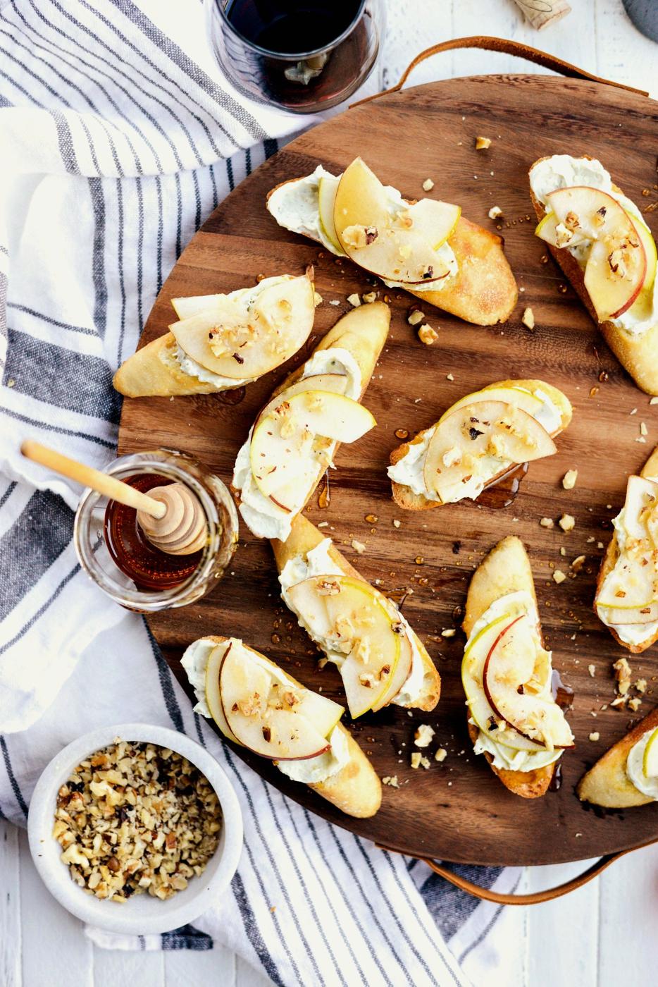 Whipped Blue Cheese Crostini with Pears and Honey at Home