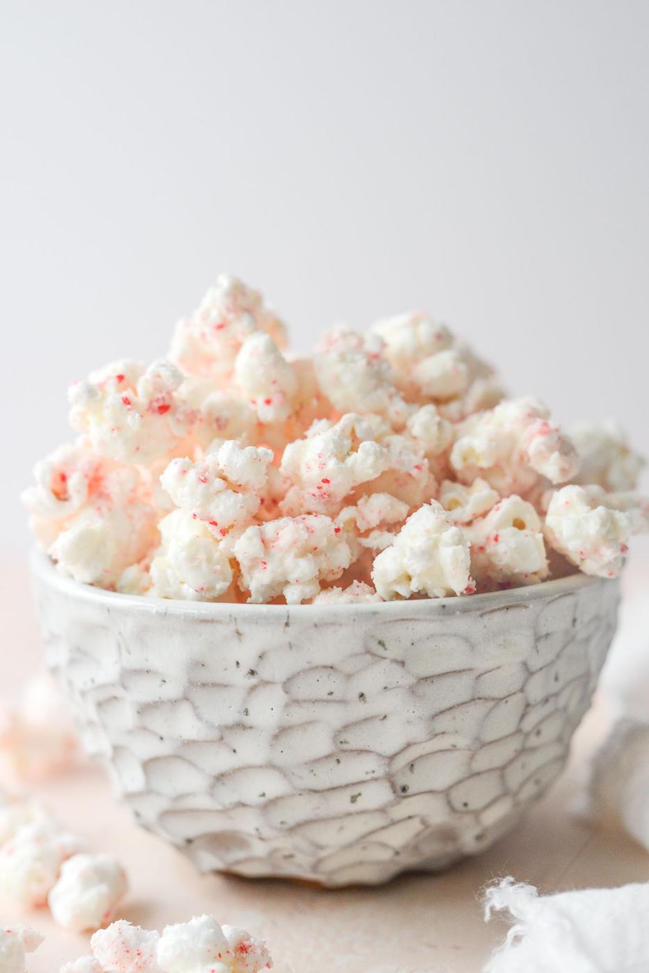 White Chocolate Peppermint Popcorn at Home